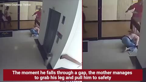 Mom saves toddler from falling off stairwell