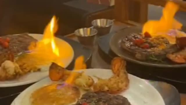 a burning steak