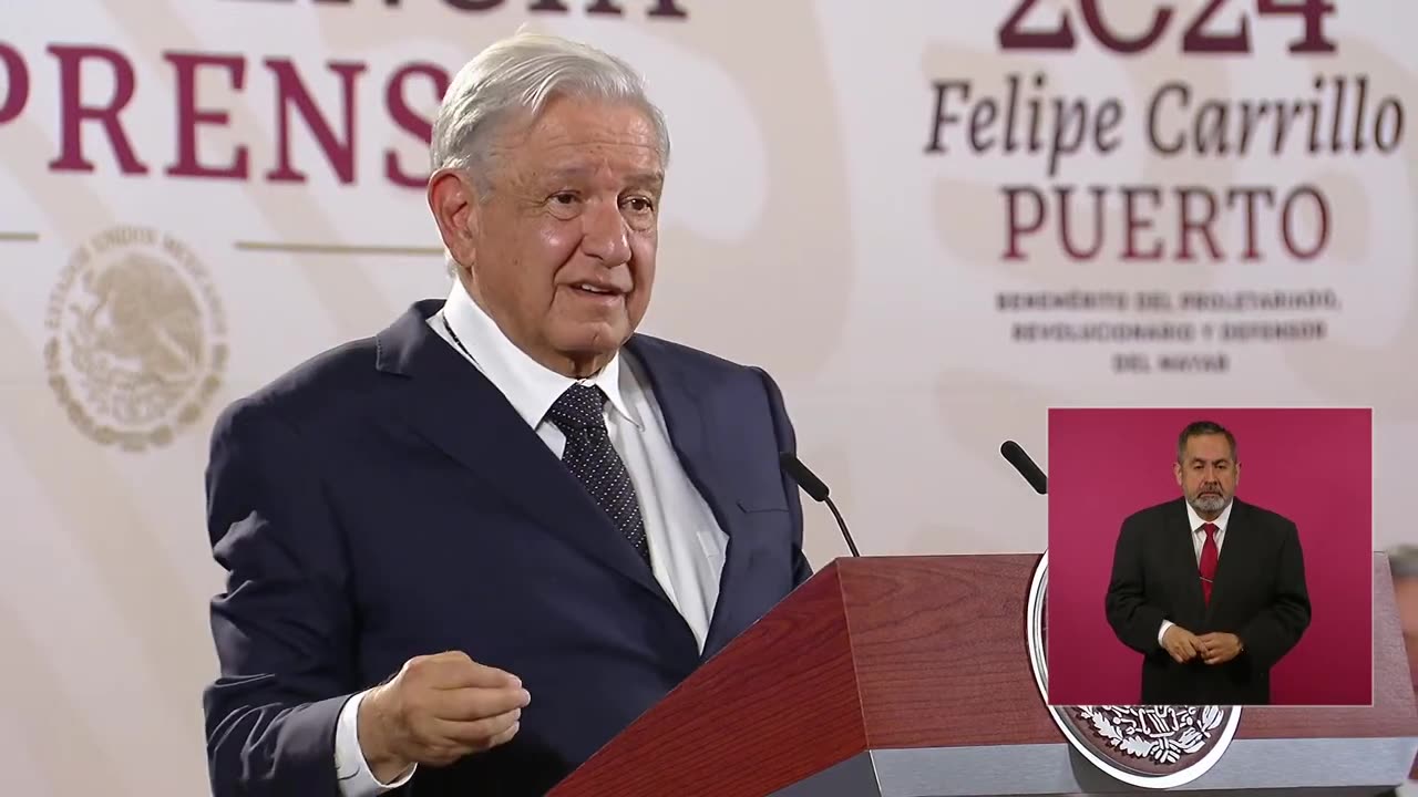 Conferencia de prensa matutina, desde Palacio Nacional. Jueves 16 de mayo 2024