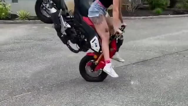 She crashed doing a stoppie