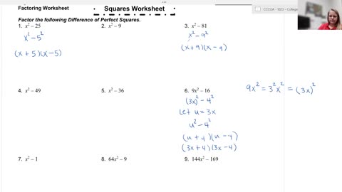 Factoring Difference of Squares