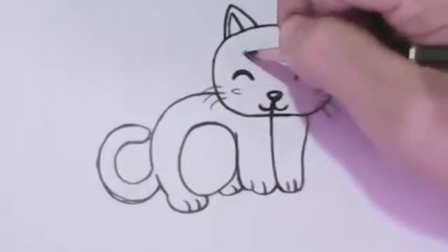 Very Easy! How to turn Words Cat Into a Cartoon Cat Wordtoons learning step by step for