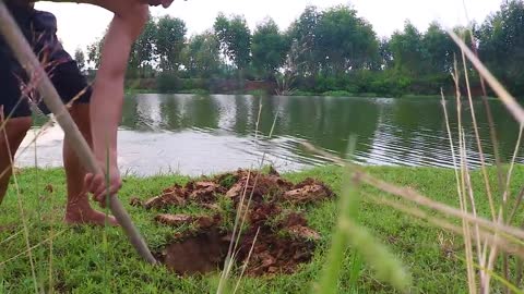 Making Trap To Catch Catfish In The Secret Hole With PVC Pipe & Chicken Eggs-2