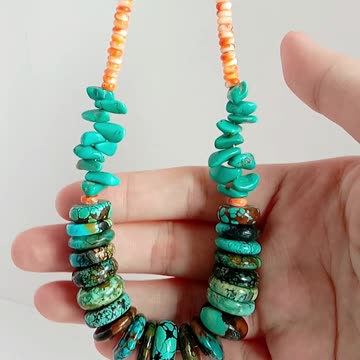 Orange spiny oyster and Calcite gemstone beads jewelry necklace handmade choker for Holiday Gift