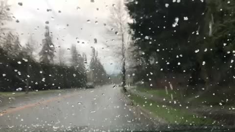 watching hail in a car