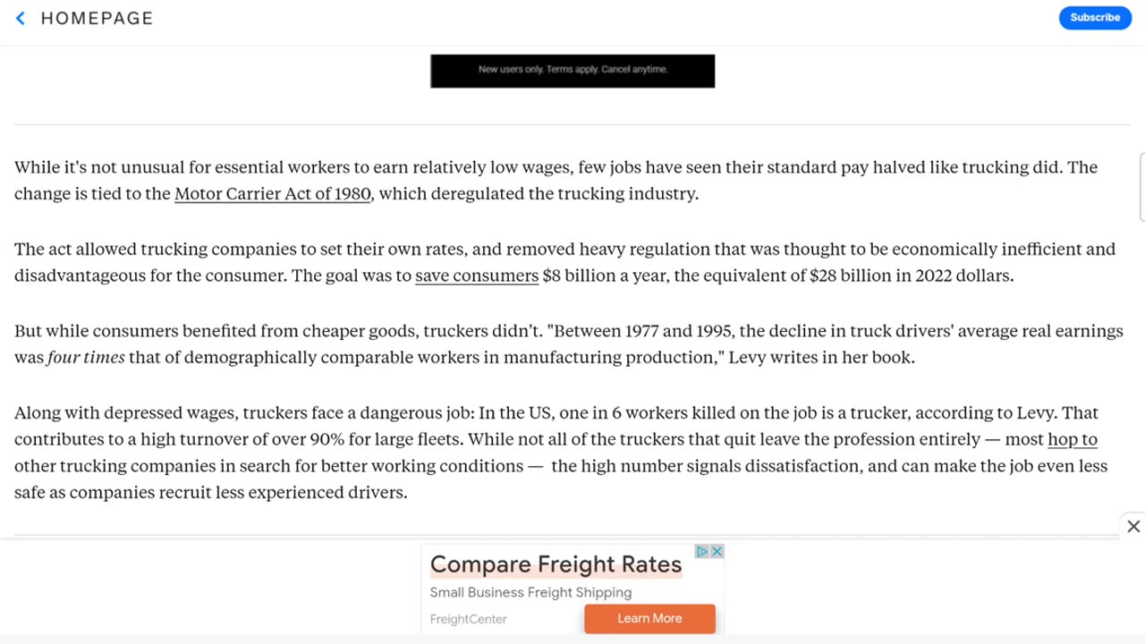 Truck drivers earn less nowdays