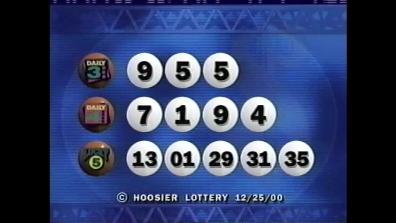 December 25, 2000 - Hoosier Lottery Drawing