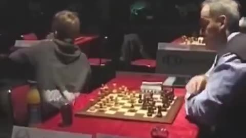 13-year-old Magnus Carlsen gets bored playing against World Champ Kasparov.