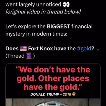 In 2016 Trump dropped a bombshell 💥 about USA #gold reserves that went largely unnoticed.