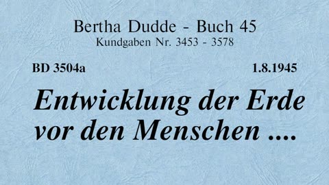 BD 3504A - ENTWICKLUNG DER ERDE VOR DEN MENSCHEN ....