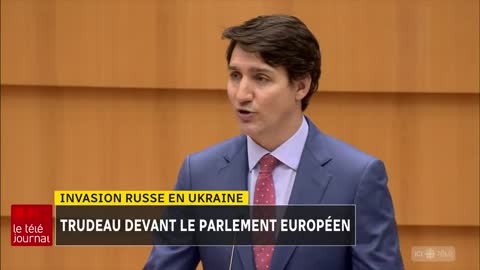 Invasion russe en Ukraine _ Justin Trudeau devant le Parlement européen