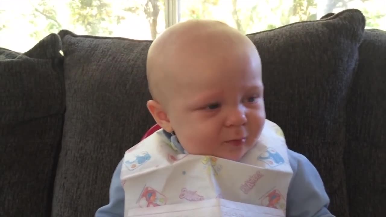 Babies emotions when eats lemon