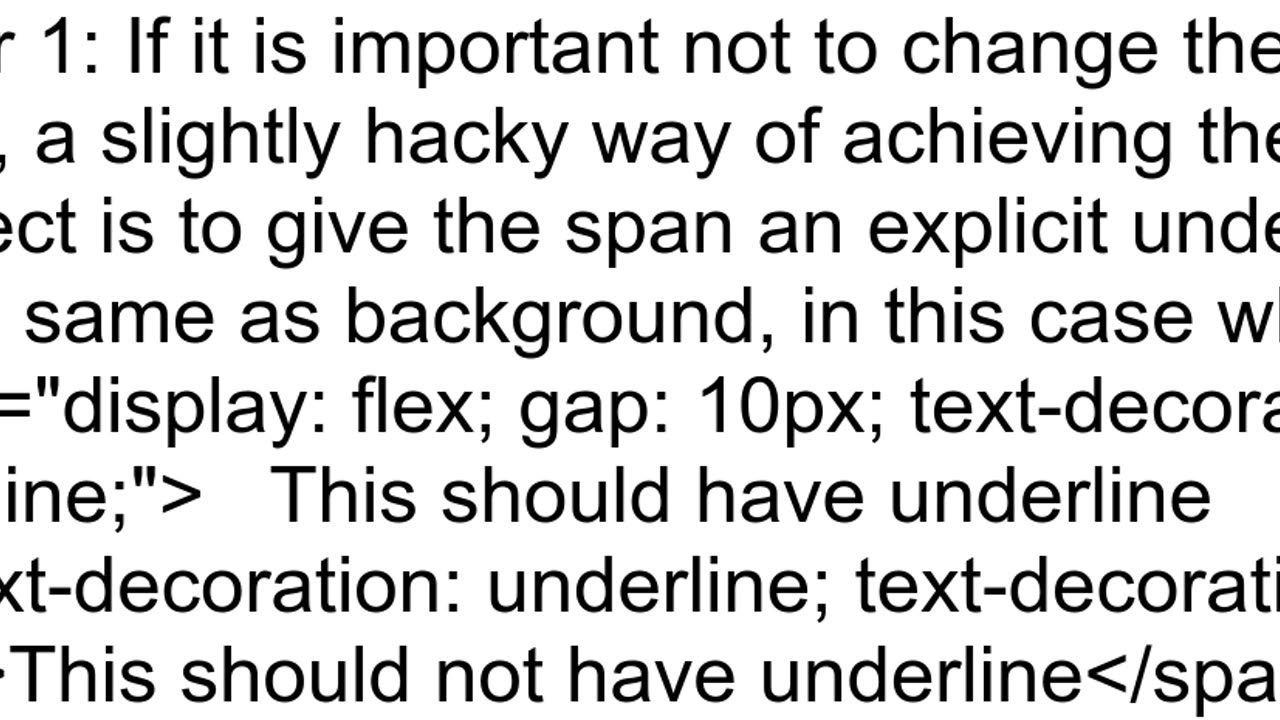 How to remove the textdecoration underline from the span element inside the flex parent