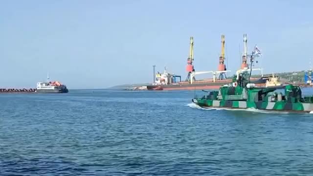 Exit from the port of Mariupol of the first ship loaded there after liberation