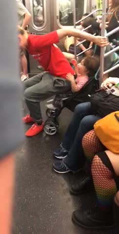 Red shirt sweats lady twerking dancing on baby in stroller