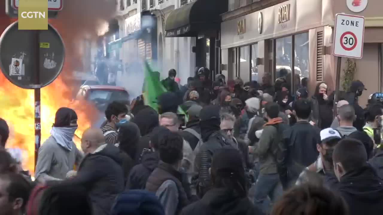 Violence breaks out in Paris during annual May Day protest