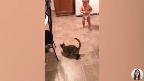 Funniest Baby And Cat Are Best Friends || 5-Minute Fails