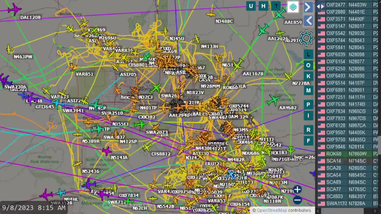 Phoenix Az Air Traffic Time Lapsed for Sept 8th 2023