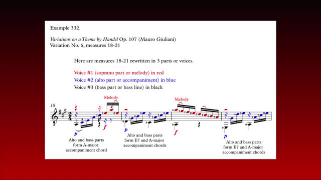 Video #74: Variations on a Theme by Handel (Mauro Giuliani), m18-21, played as three voices