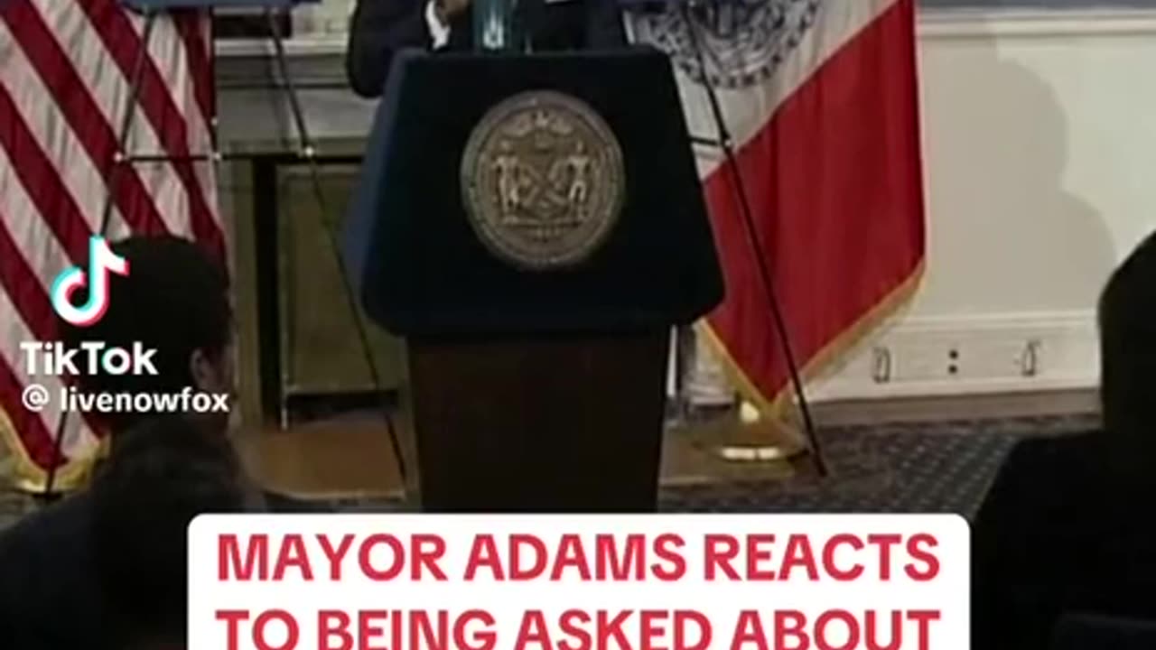 Mayor Adams reacts to being asked about mass deportation in New York