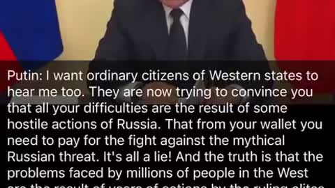 Putin: I Want Ordinary Citizens Of Western States To Hear Me Too..