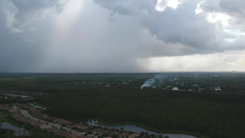 Drone Catches Lightning Strike Sparking a Fire