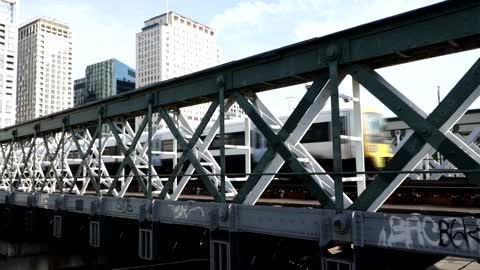 The train passes the railroad