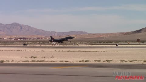 Powerful B-1 Bomber afterburner take off!