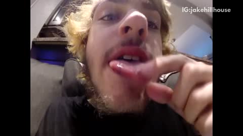 Blonde guy rat trap on tongue