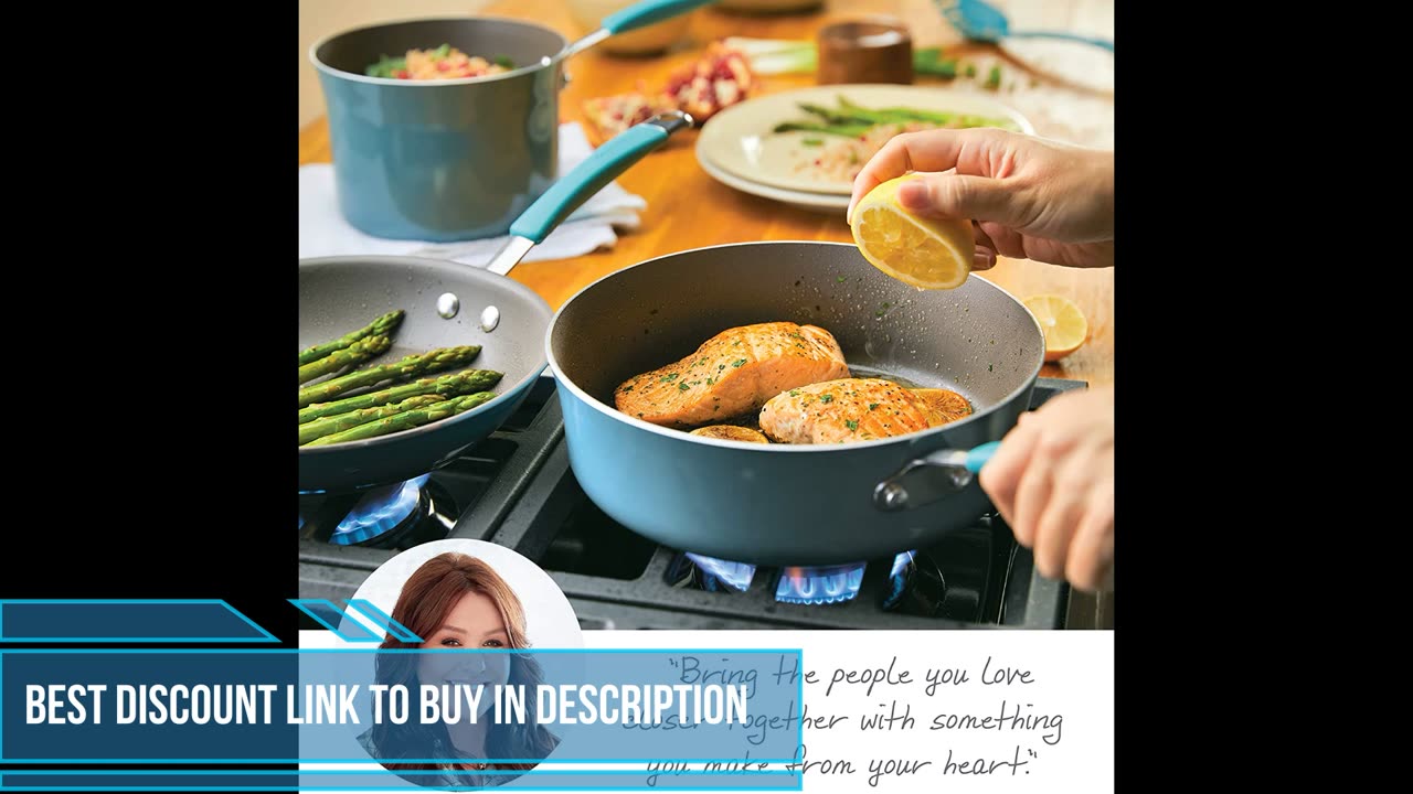 Rachael Ray Cucina Nonstick Cookware Pots and Pans Set 12 Piece Agave Blue