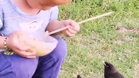 Children helping to eat