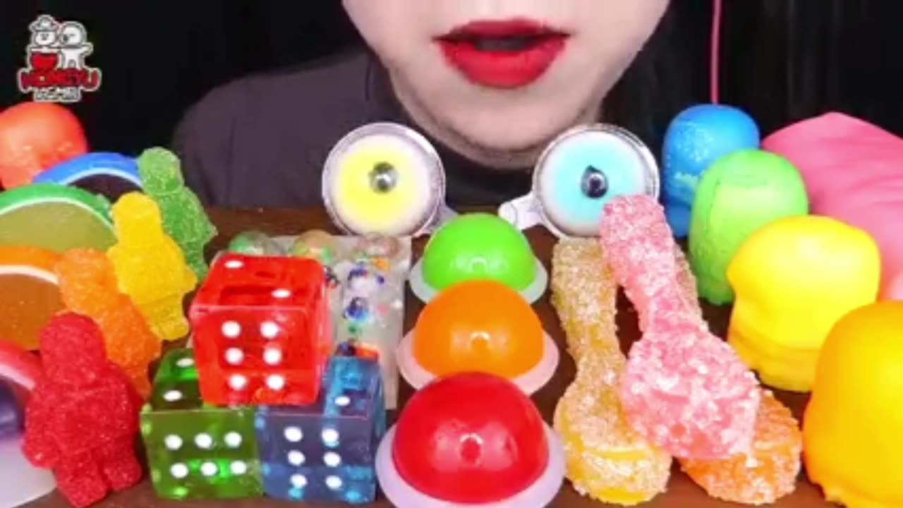 ASMR RAINBOW DESSERTS _DICE CANDY, EDIBLE SPOON,