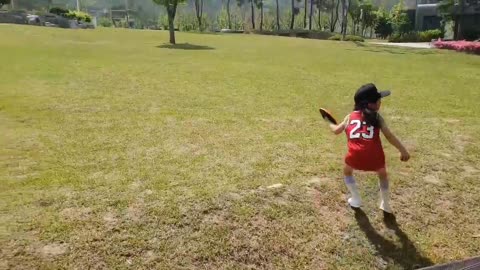 Catch ball with Dad is fun even if we fall