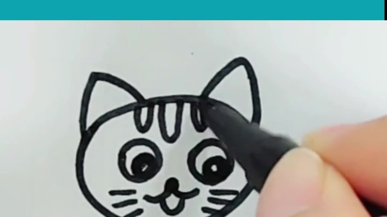 Funny cat. Simple cat drawing. Easy cat drawing.