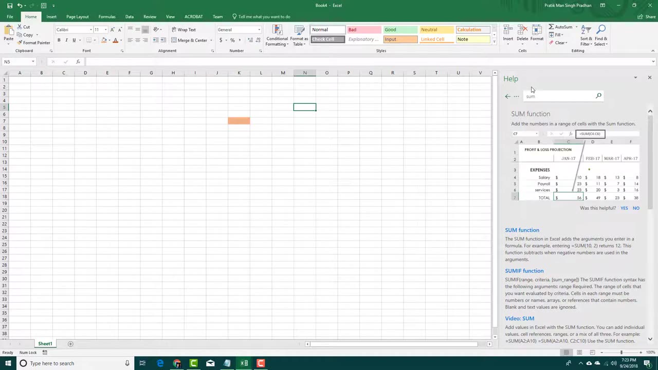 MS Excel Tutorial - Lesson 9 - Tell Me Assistant and Help