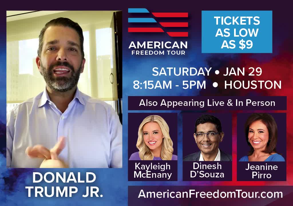 Donald Trump Jr to Headline Houston American Freedom Tour Rally Urging Americans to Fight Tyranny