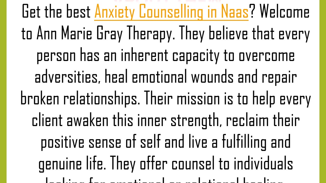 Get the best Anxiety Counselling in Naas?