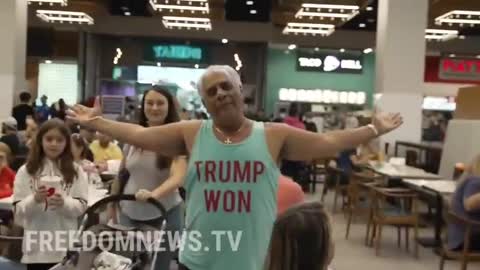 Patriots Defy Vax-Pass & Unite The Food Court With America's Most Popular Song: "LET'S GO BRANDON"