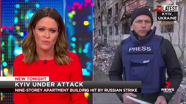 Nine-storey apartment block in Kyiv hit by Russian airstrike