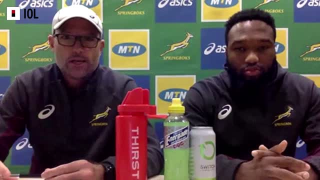 Springbok coach Jacques Nienaber and centre Lukhanyo Am