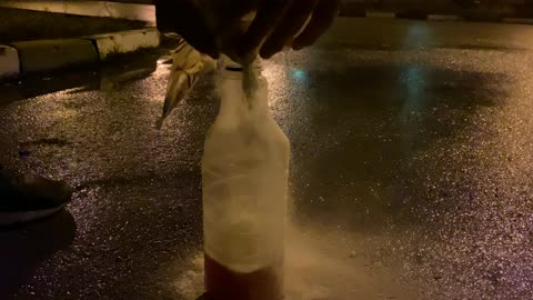 Preparing a cake with a firecracker