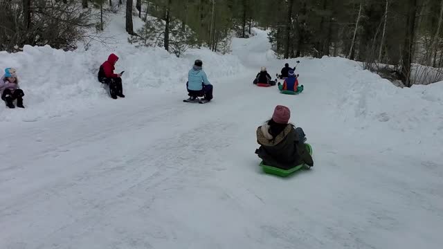 Baby cries when mama sleds