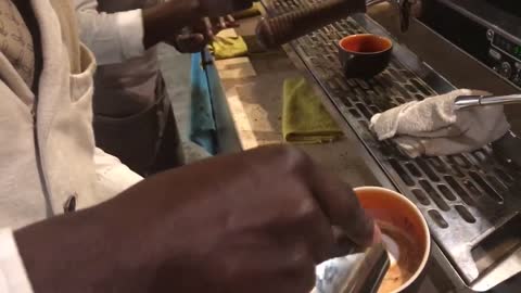 Barista Training Behind bar footage.. coffer shop vibes