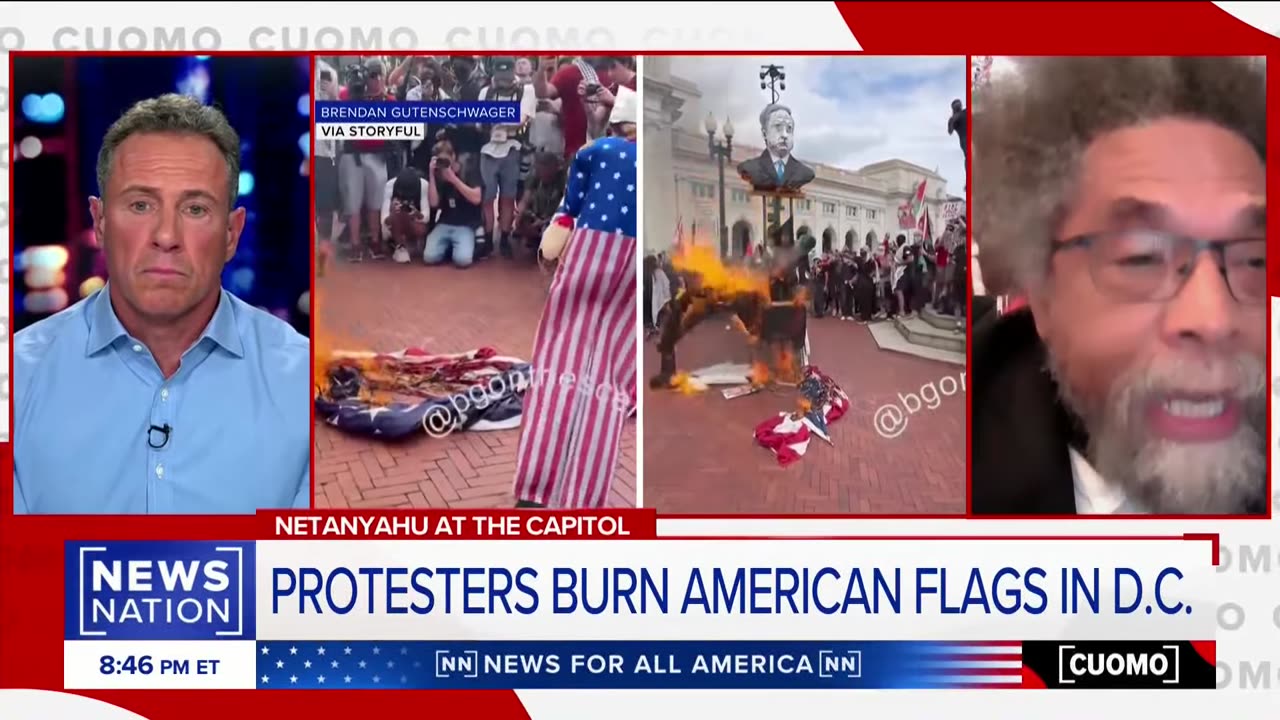 Anti-Israel protesters burning US flag are 'taking a moral stand': Cornel West | Cuomo|News Empire ✅