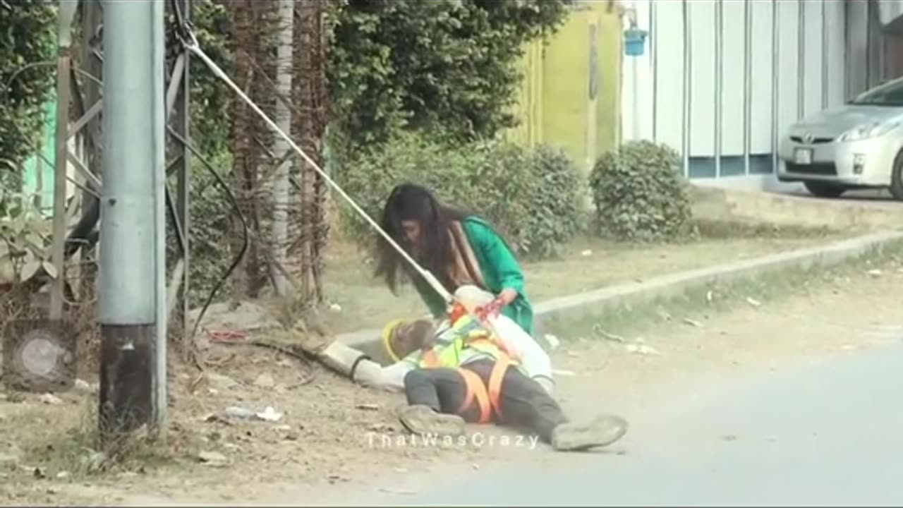 funny video prank with cute girl