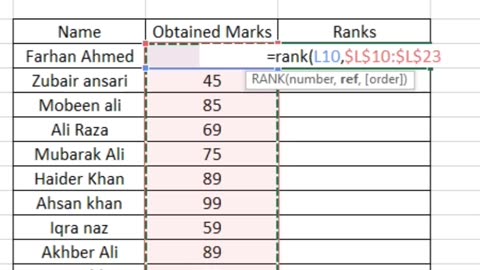 Rank formula