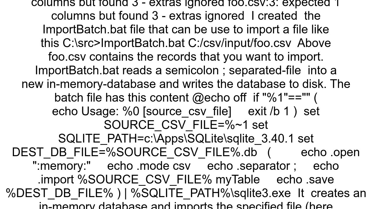 sqlite error importing csv through command line