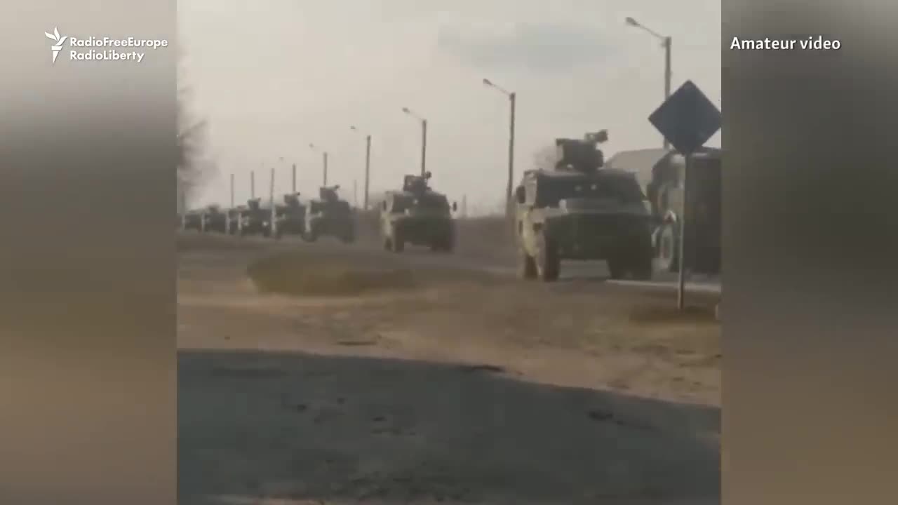 Man Tries To Stop Russian Military Convoy With His Bare Hands