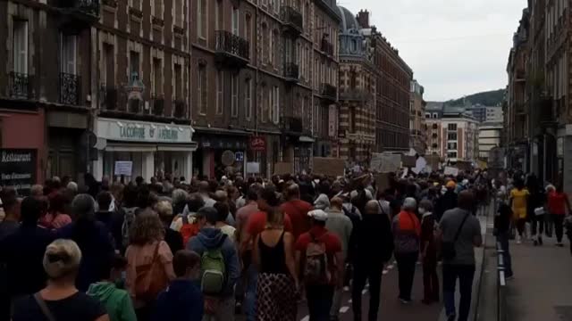 Rouen, France: Vaccine Passport Protests August 21, 2021