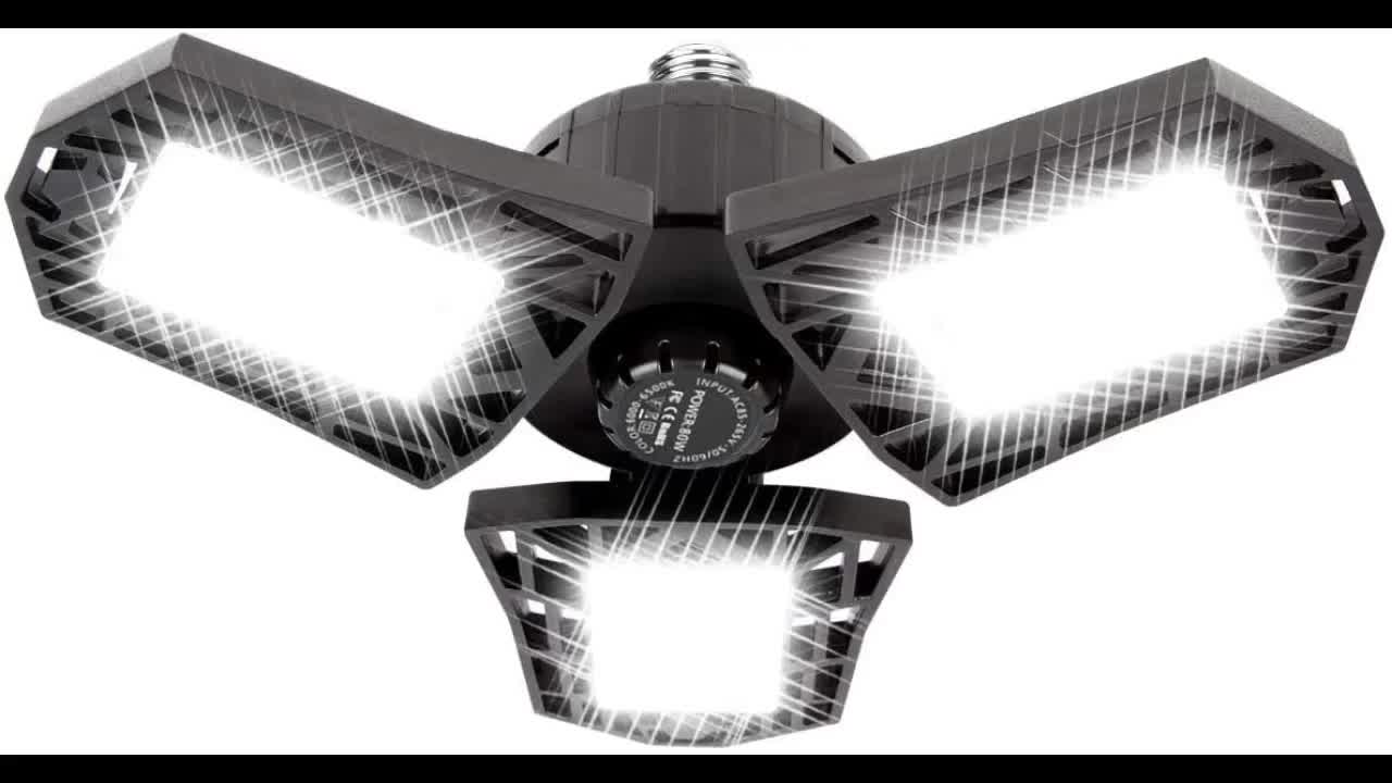 Review: Deformable LED Garage Light - 6000 Lumen 6500K Daylight 60W, Three Leaf Garage Organiza...